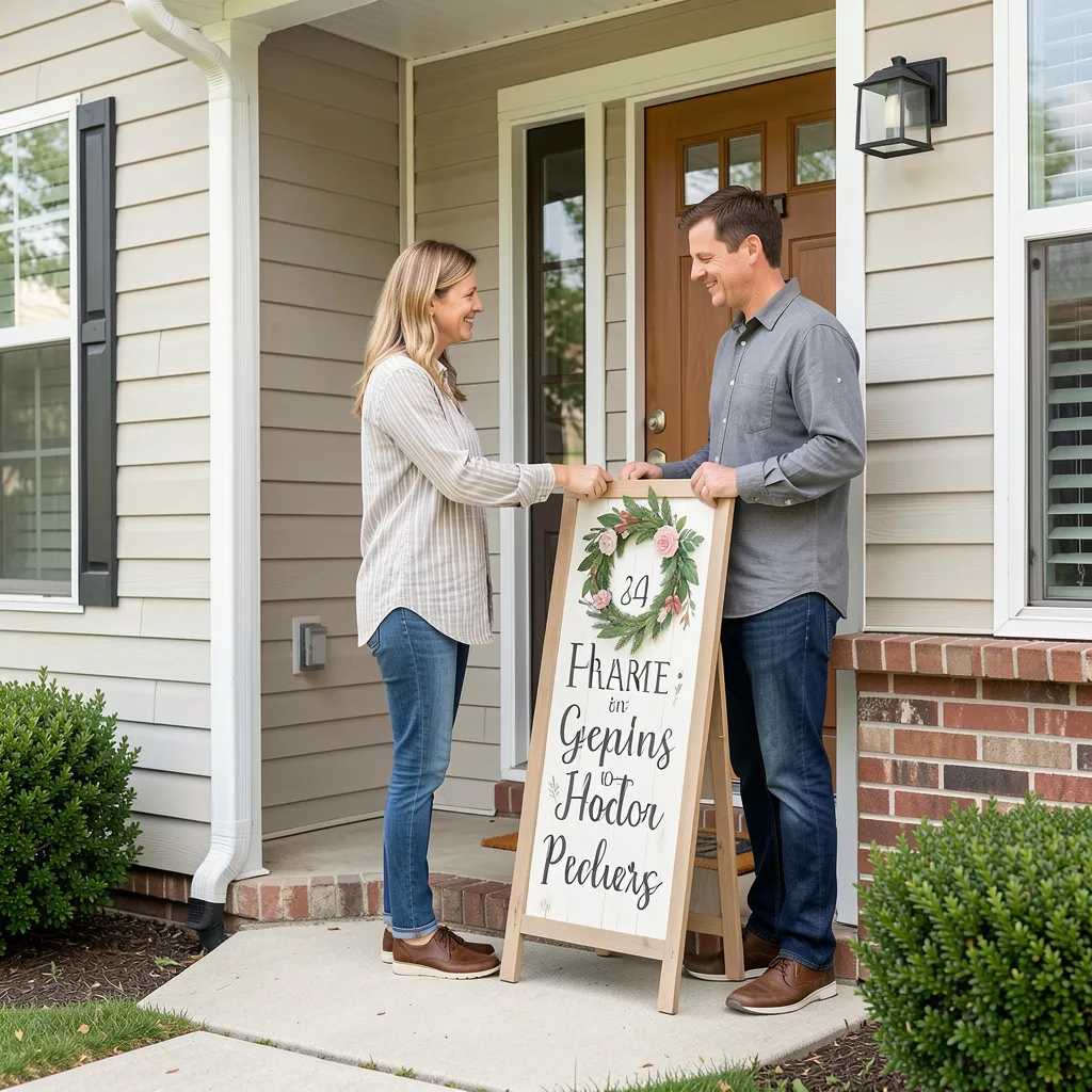 Holiday wreath sign
